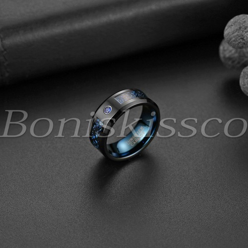 Men Women Couples Cletic Dragon Pattern Tungsten Carbide Ring Wedding Band Gift - Picture 15 of 36