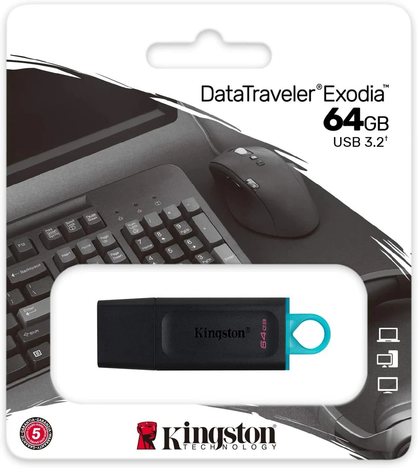PENDRIVE PENNETTA USB 3.2 KINGSTON DTX CHIAVETTA 16 GB 32 GB 64 GB 128 GB 256 - Immagine 3 di 4