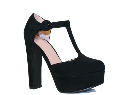 SCARPE DONNA Decollete Scamosciate Cinturino Tacco alto 12 Plateau Sandali C92 - Foto 6 di 7