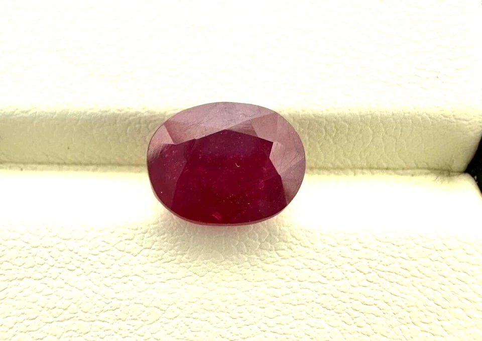 Lab Created Ruby Oval Loose Faceted Gemstone , Pigeon Blood Ruby Gemstone - Image 3 of 4