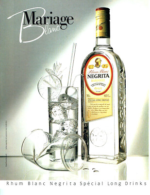Werbung Advertising 0823 1985 Rum blanc Negrita Bardinet Hochzeit weiß