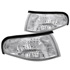 Chrome Housing Clear Lens Corner Lights for 1994-1998 Ford Mustang Parking