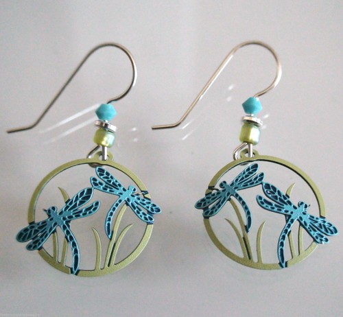 Dragonfly Earrings - 925 Sterling Silver Ear Wires - Dragonflies Meadow  - Bild 3 von 3