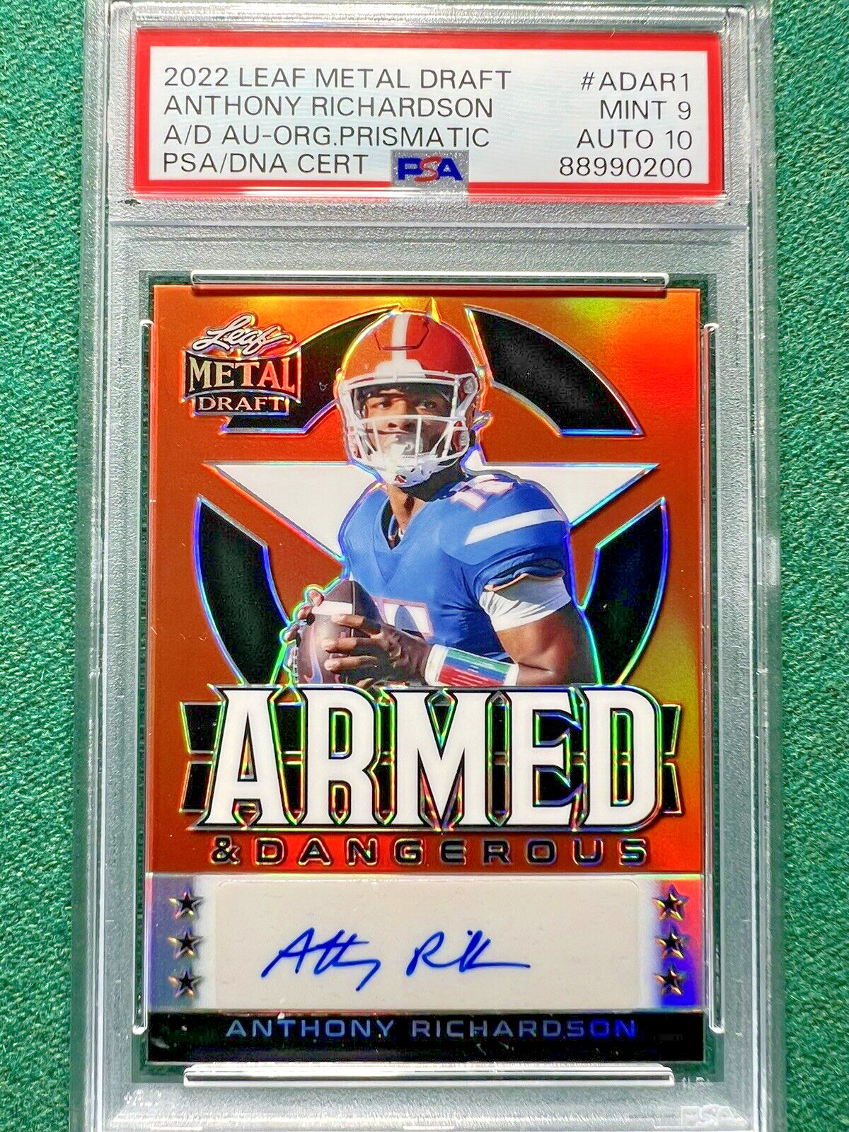 2022 Leaf Metal Anthony Richardson Rookie Auto 7/7 Orange A&D PSA 9/10 RC Nice!