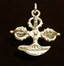 Doppelter DORJE Tibetischer Buddhismus Anhänger Aus 925 Sterling Silber