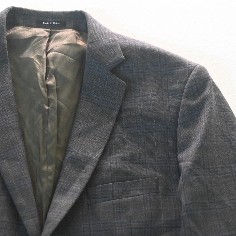 Chaqueta Blazer Abrigo Deportivo Pronto Uomo 46R Gris Azul Púrpura Ventana 100% Lana Foto 2 de 4