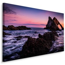 Leinwand Bild CANVAS WANDBILD Kunstdruck XXL Meer Felsen Dämmerung Abend 696