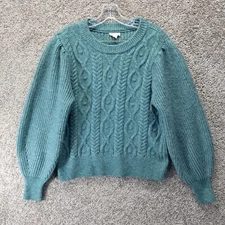 Ana Women's Chunky Knit Sweater Green Medium