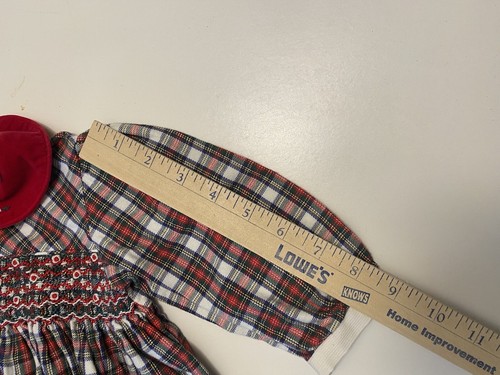 Friedknit Creations girls dress size 6M plaid smocked stitched embroidered plaid - Picture 4 of 7