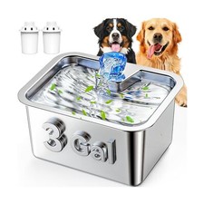 Stainless Steel Dog Water Fountain, 3 Gallon Extra Large Pet Drinking Fountai...