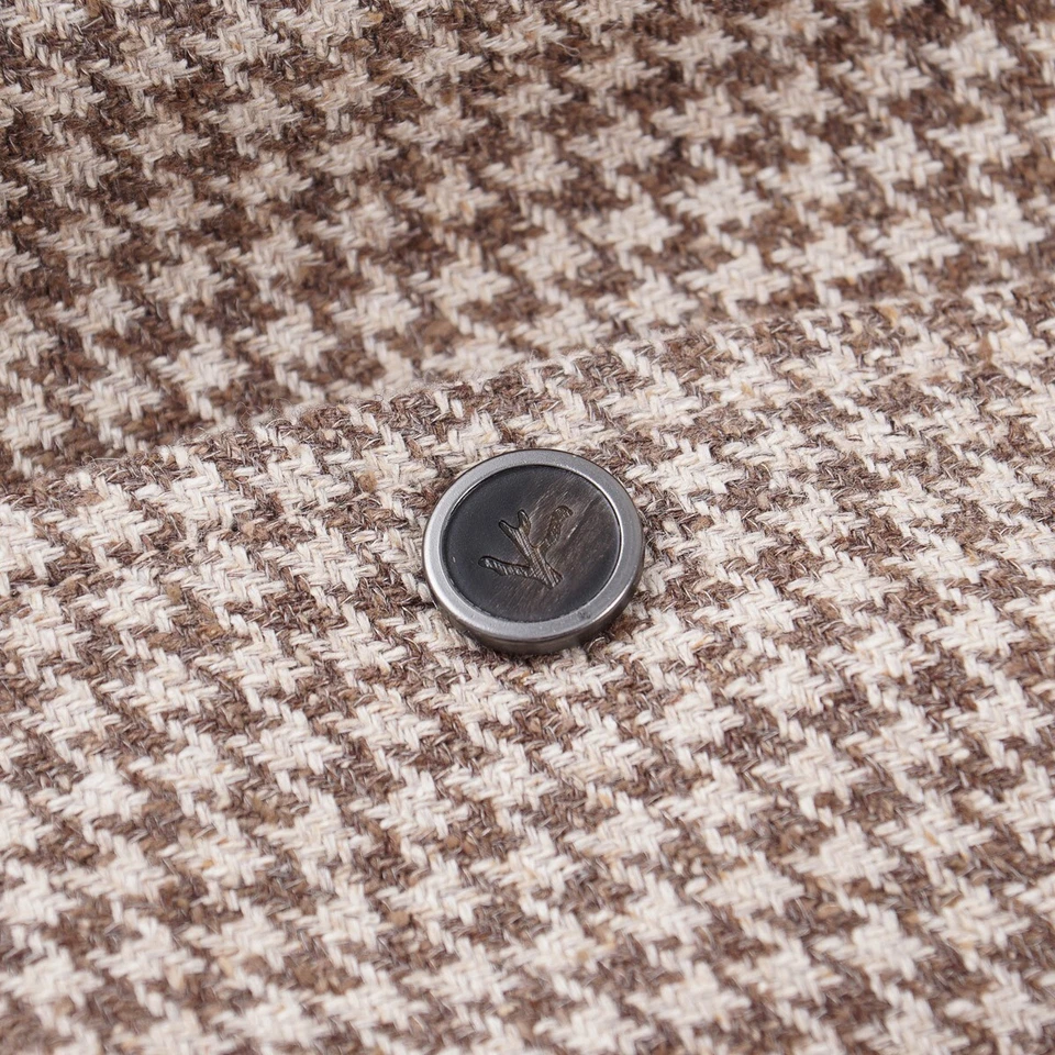 Isaia Houndstooth Check Soft Wool-Silk-Linen Varsity Jacket S (Eu 48) NWT - Image 3 of 4