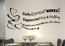 wkf08 WandTattoo Wandsticker WandSpruch CAFE COFFEE KAFFEE KÜCHE blumen ranke