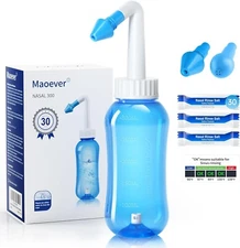Allergy Neti Pot Sinus Rinse Nasal Wash 300ML with 30 Nasal Wash Saline Packets