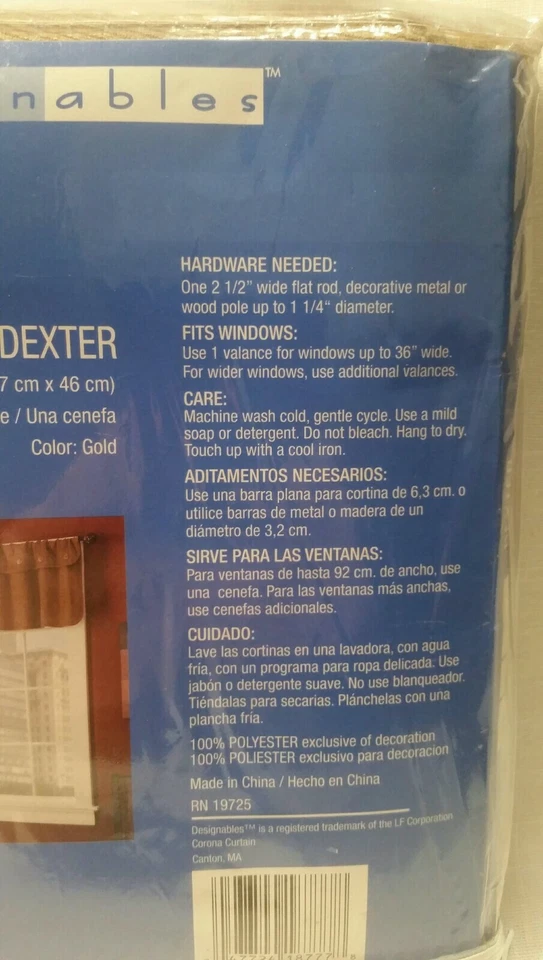 Valance - New One Valance Window Curtain 58" x 18" Designables Dexter - Image 4 of 4