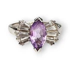 Marquise Amethyst Sterling Ring Ballerina Bow Topaz Baguette 925 Silver Vtg 8.5