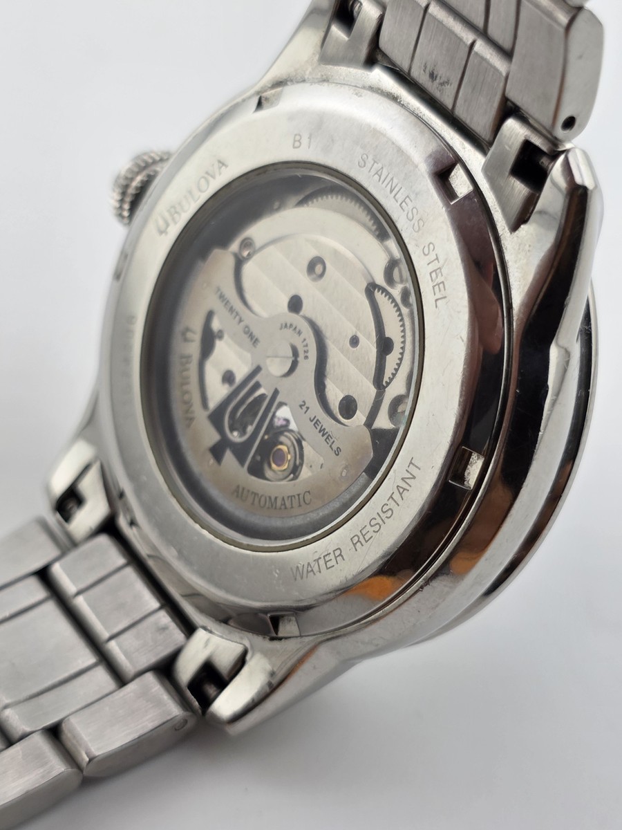 Bulova BVA 21-Jewels Skeleton Dial Men's Watch 96A119 Stainless