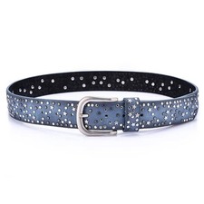 Women's Waist Belt Genuine Leather Punk Pin Buckle Rivet Geometric Casual 3.8cm