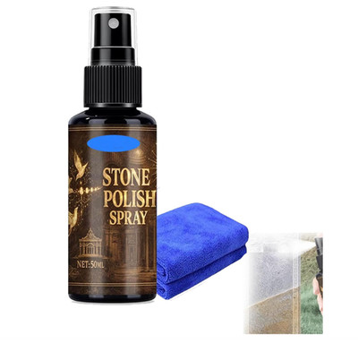 Tombstone Polish Spray With Towel, Headstone Cleaner For Graves, Restores Shine