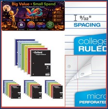 Spiral Notebook 1 Subject College Ruled 8 x 10.5 Inch 70 Sheets 3 Hole Punched
