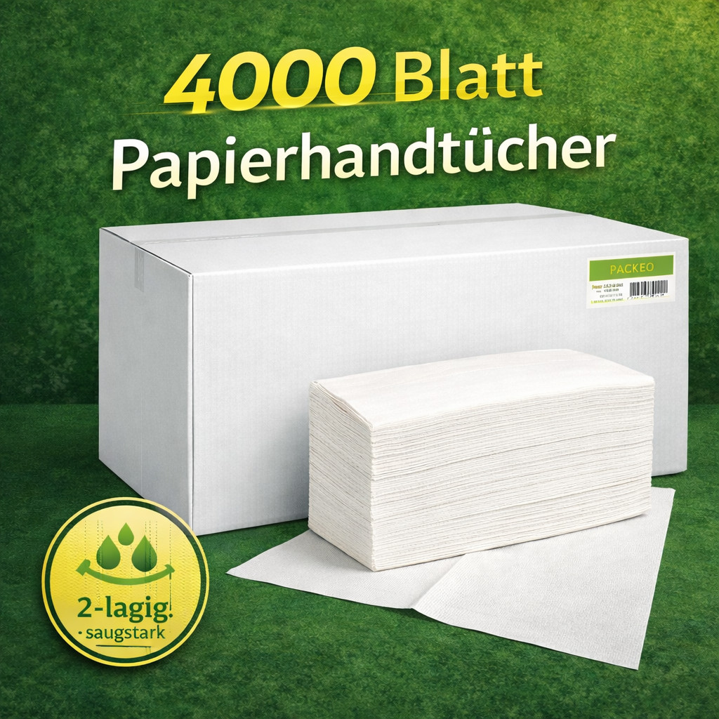 Papierhandtücher - V / ZZ-Falz - Falthandtücher - 25x23cm - 2-lagig - Hochweiß