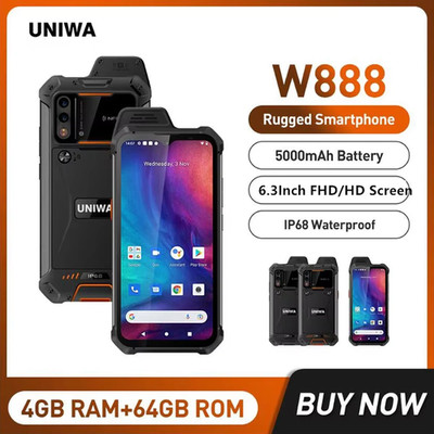 UNIWA W888 Wasserdichtes Smartphone 6,3 Zoll FHD/HD 4G Walkie-Talkie PTT Handy