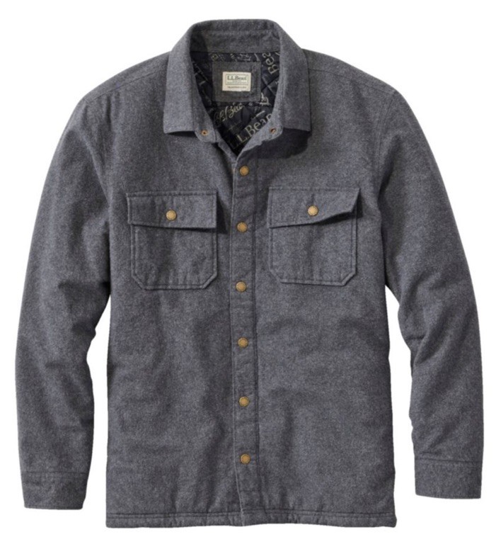 LL Bean Men's PrimaLoft Quilted Logo Lined Chamois Shirt Jacket Sz. XL Tall image 2