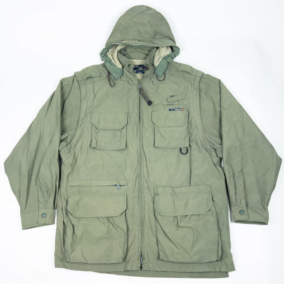 ExOfficio Cargo Jacket Men's Large Convertible Travel Multi-Pocket Safari Green - Image 2 of 4