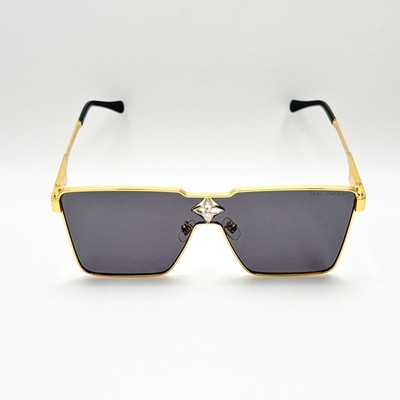 Louis Vuitton Z1700U LV Shield Cyclone Gold Frame Black Lens