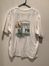 Tommy Bahama Relax Mens Large White Tshirt Closest to the Pin Golf 100% Cotton
