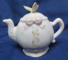 Vtg Precious Moments Collectible Tea Pot For May Roses Butterfly 1993
