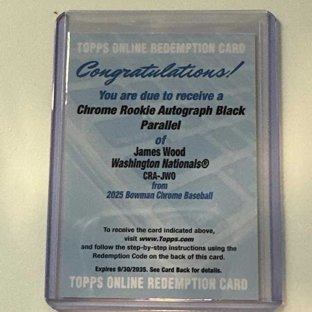 2025 Bowman Chrome James Wood Rookie Auto Black Refractor /10 RC Nationals 💥