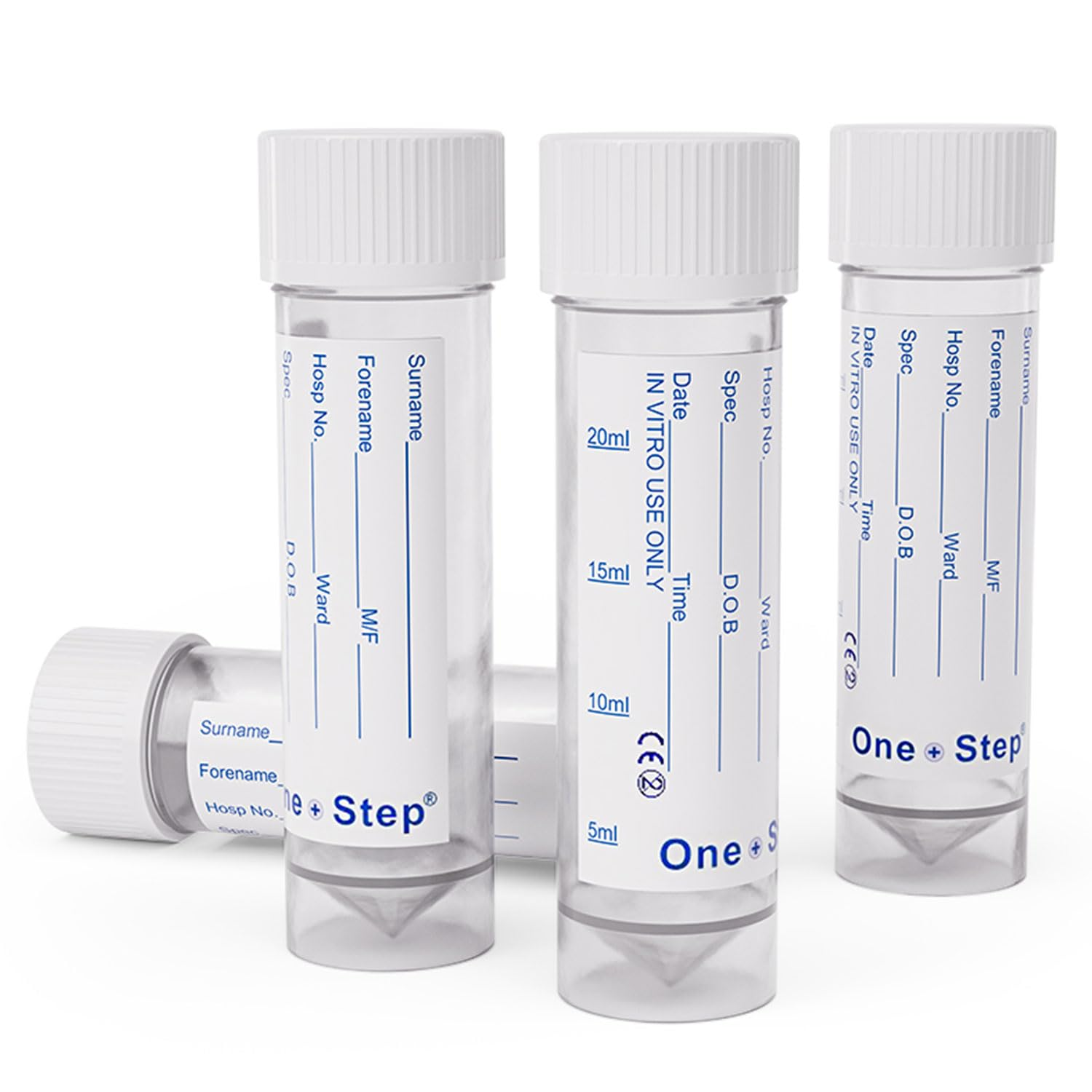 25 X Urine Sample Bottles Specimen Pot Graduated Container with Lid & Label 30Ml