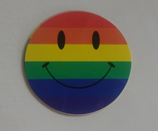 rainbow happy face - sticker novelty - brand new