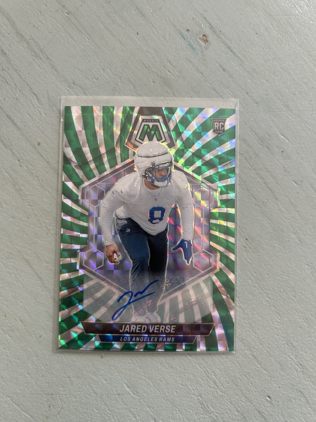 2024 Panini Mosaic FOTL Jared Verse 🔥Green Swirl Rookie Auto /15 🔥#319 Rams!!