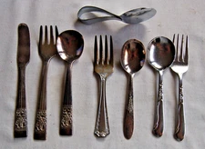 8cs Mix Lot individual Misc Brands All Vintage Silverplate Flatware