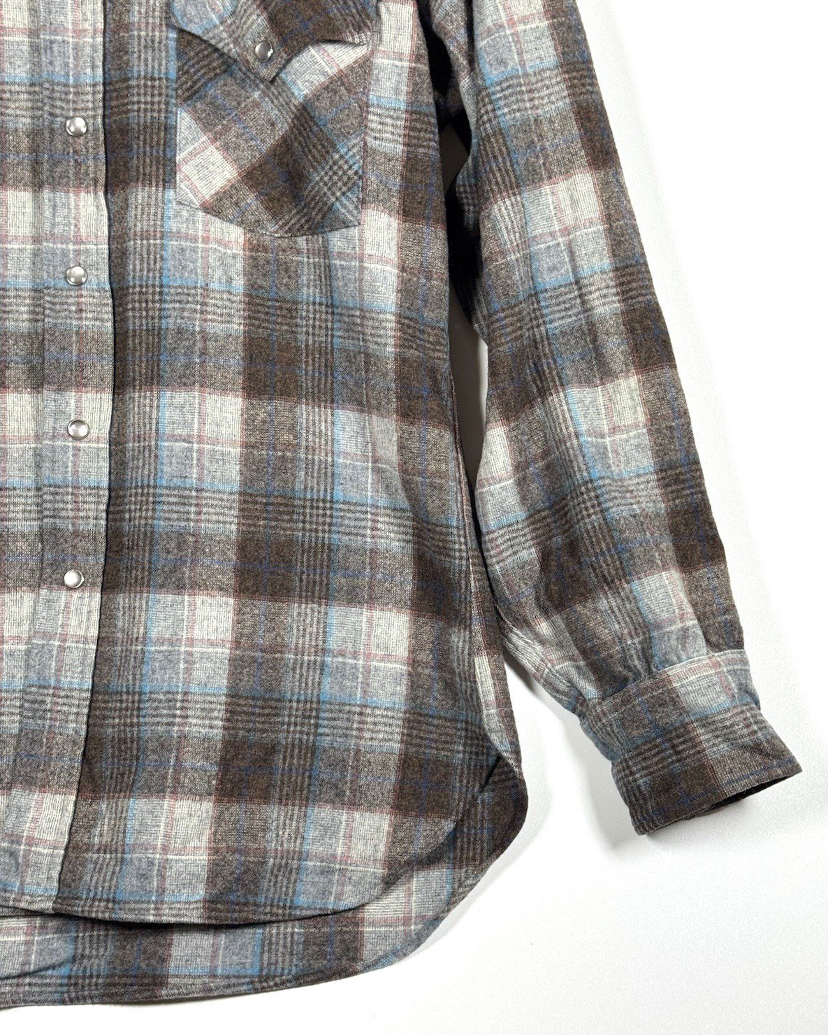 Pendleton Wool Shirt Medium Brown Blue Plaid Vint… - image 6