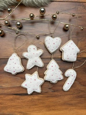 Wollfilz Weihnachten Zuckerkeks Hängedeko, 7er Set Ornamente