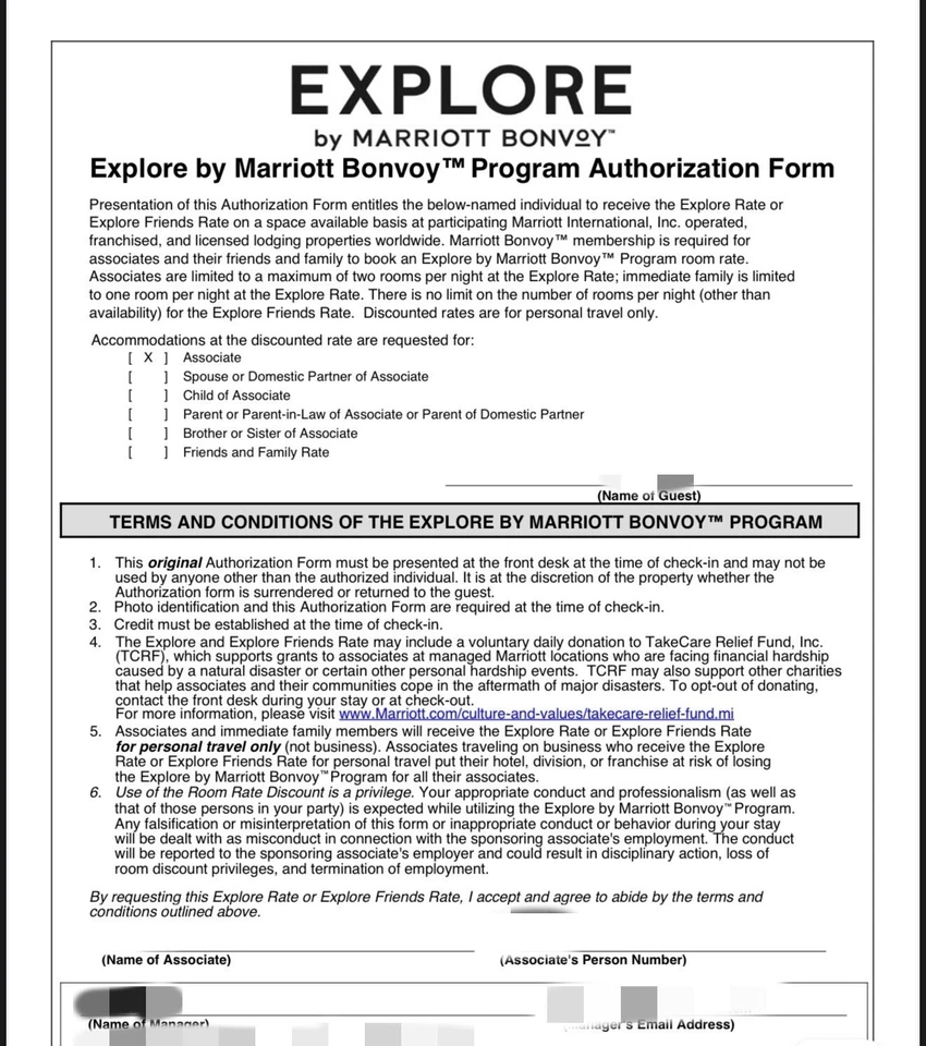 Formulario de tarifa de exploración Marriott MMP Foto 2 de 2