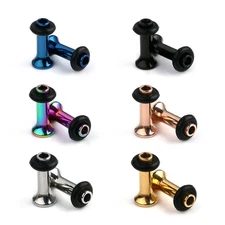 Ruifan 6Pairs Surgical Steel Single Flared Tunnel Gauge Ear Expander Stretchi...