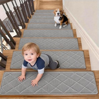 15-Pack Stair Treads for Wooden Steps,30''x7.9'' Non-Slip Stair Runner,Peel and
