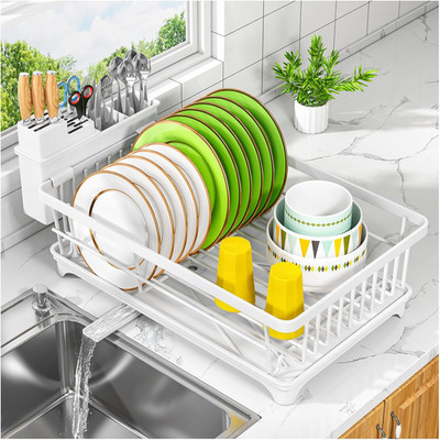 Kmiectse Dish Drying Rack - Space-Saving Small Dish Rack for Kitchen Counter, Ru