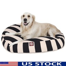 Round Dog Bed Waterproof Zippered Slipcover Plush Fiberfill Indoor Outdoor Use