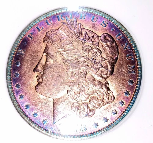 1878-P 7TF Morgan silver Dollar MS64!! PC Amazing Toned