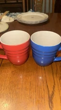 Set Of 2- Vintage Philippe Richard Solid Red And Blue Coffee/Tea Mugs