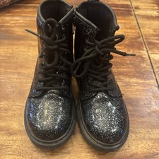 Dr Martens Doc Kids Youth Size 13 Black Glitter Boots
