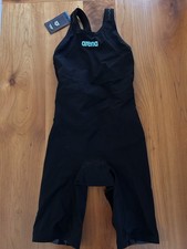 NWT Arena Women's Powerskin Veloce Closed Back Tech Suit, Black/Teal, Size 26