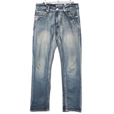 INC International Concepts Mens Jeans 30x32 Blue Berlin Slim Straight Stitching