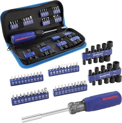 WORKPRO 61PC Magnetic Screwdriver Bits & Nut Driver Set with Organizer Bag, DIY