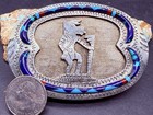 Nice Navajo Handmade Kachina Overlay Design & Multi Gemstone Inlay Belt Buckle — photo 1