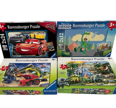 Ravensburger Puzzles Lot 4 Disney Cars Good Dinosaur Trucks 24-60 Piece Complete